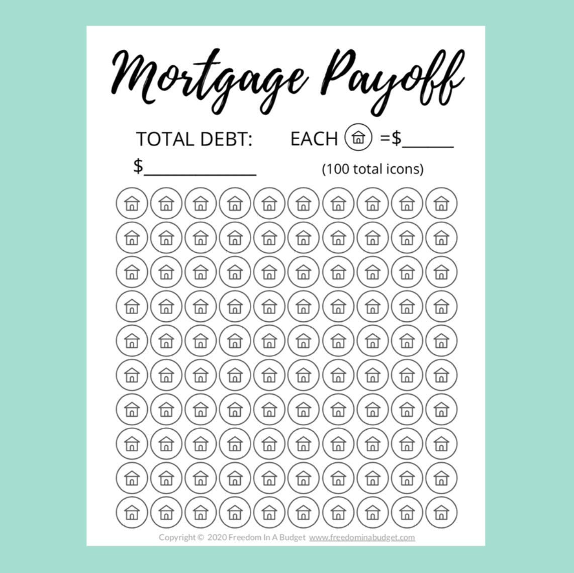 Mortgage Payoff Tracker Printable Mortgage Payoff Chart Debt Free House 
