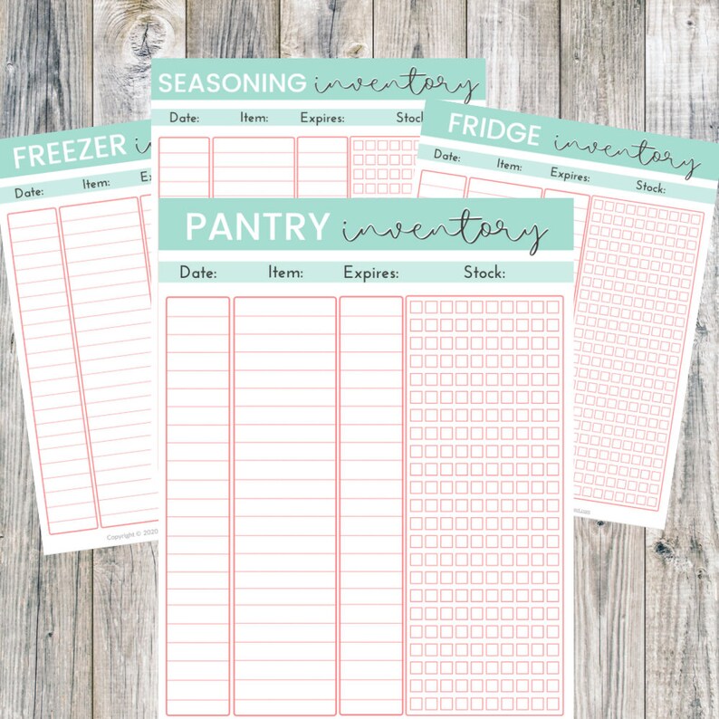 Food Inventory Printables, Pantry Inventory, Fridge Inventory, Freezer Inventory, Inventory Tracker, Inventory Printable, Food Tracker image 1