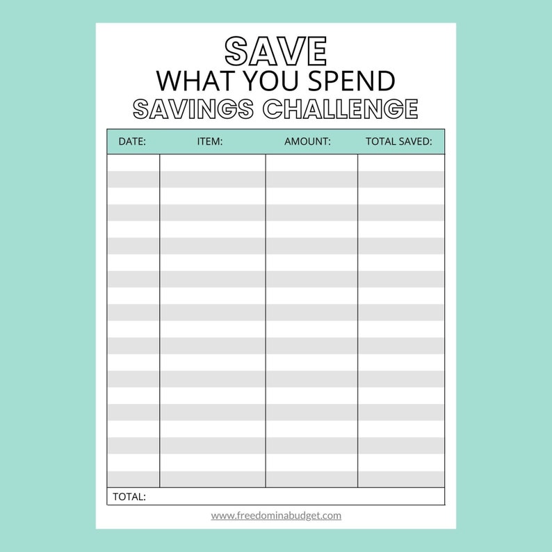 Save What You Spend Challenge Printable image 1