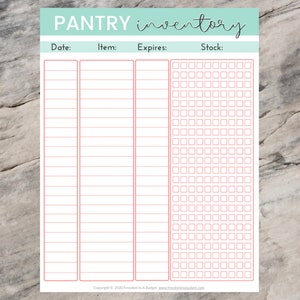 Food Inventory Printables, Pantry Inventory, Fridge Inventory, Freezer Inventory, Inventory Tracker, Inventory Printable, Food Tracker image 2