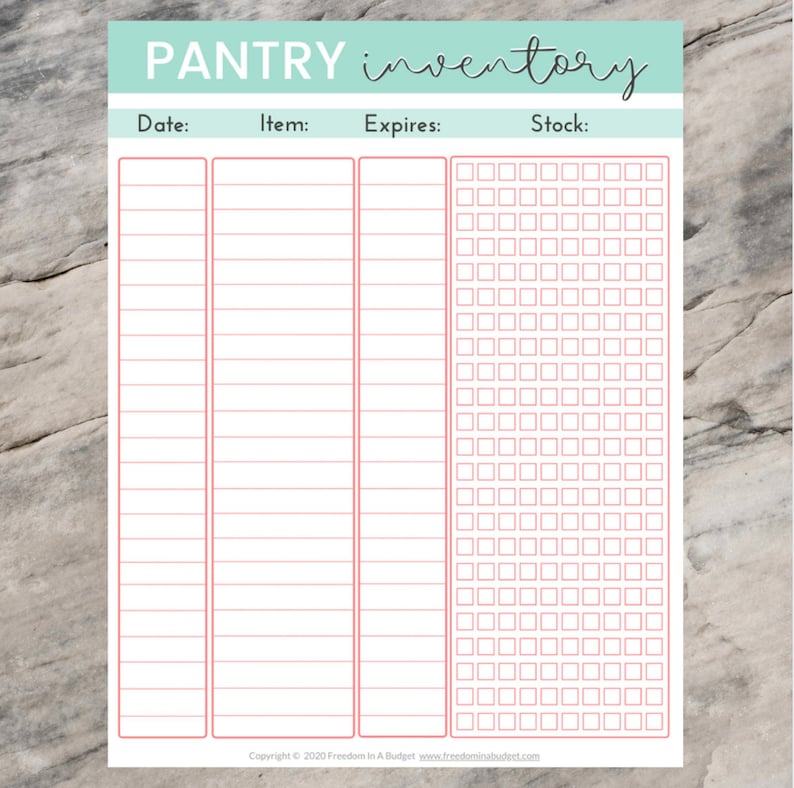 Food Inventory Printables, Pantry Inventory, Fridge Inventory, Freezer Inventory, Inventory Tracker, Inventory Printable, Food Tracker image 2