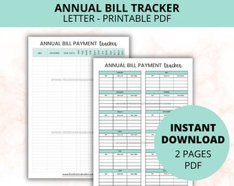 Annual Bill Payment Trackers | 2 Pages | Budget Planner