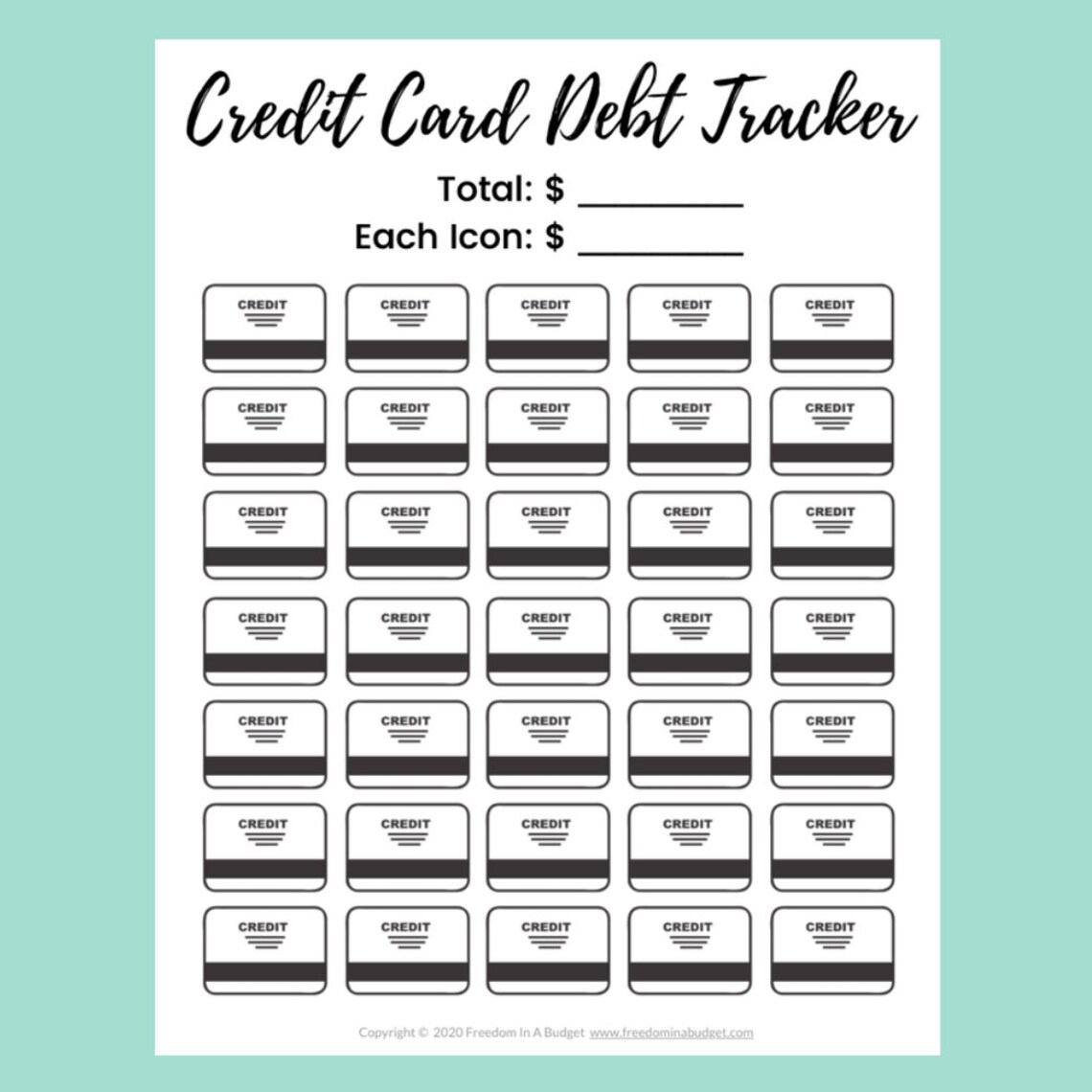 Credit Card Debt Payoff Tracker Printable Credit Card Payoff Etsy