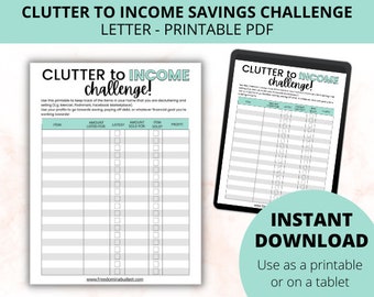 Money Saving Challenge Printable | CLUTTER TO INCOME Savings Challenge | Savings Tracker | Savings Planner