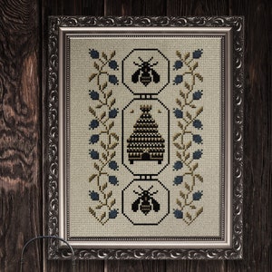 Bee Cross Stitch Chart PDF / BeehiveCross Stitch Pattern Summer / Printable Spring Cross Stitch Pattern / PDF Download Bees
