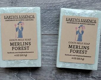 Merlins Forest 4 oz Goats Milk Soap, Handmade Goats Milk Soap, Handmade Natural Soap, Soap for Men, Mens Scented Soap