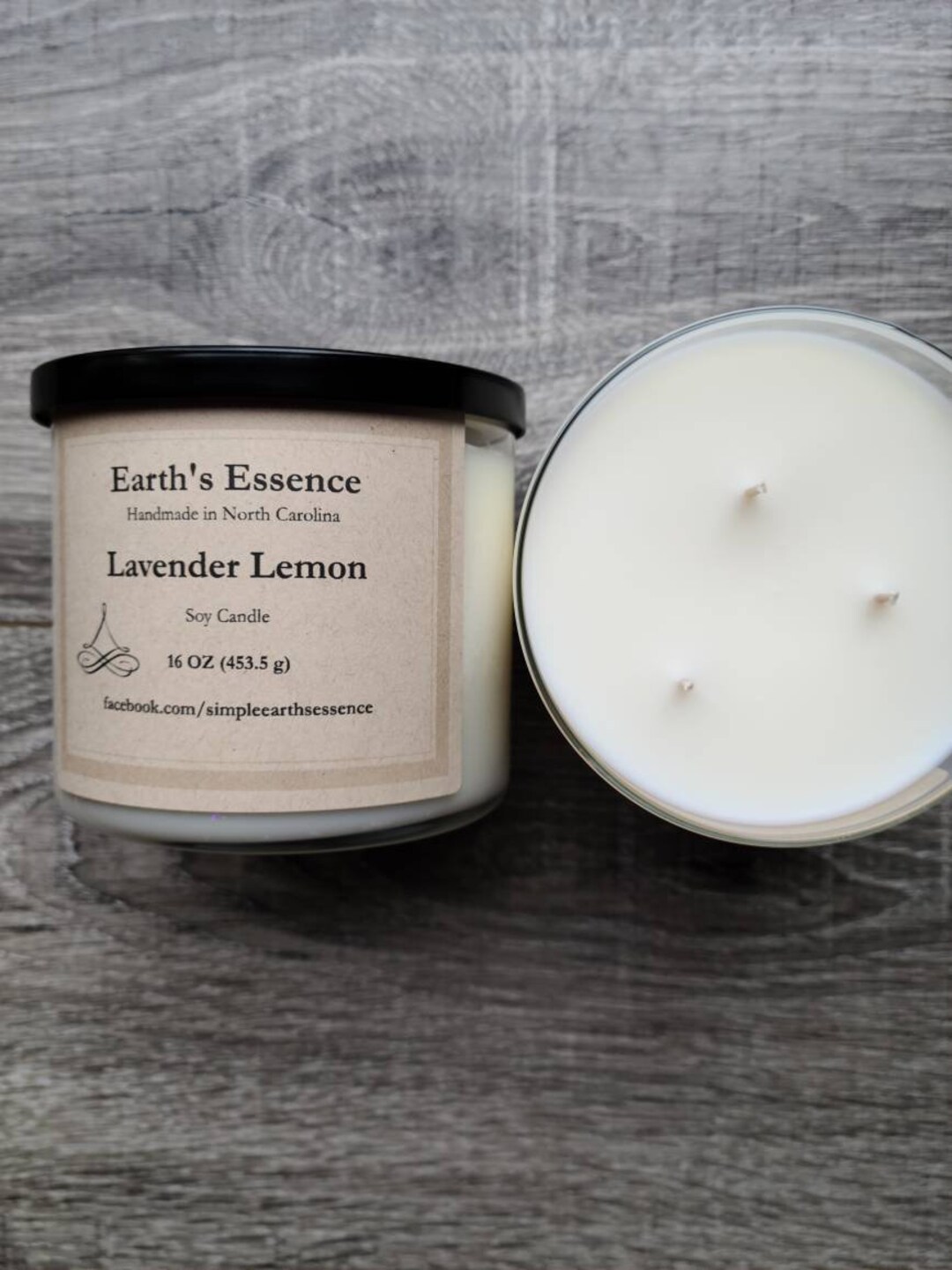 Lavender Lemon 16 Oz 3wick Soy Candle, Handmade Soy Candle, Clean
