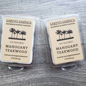 Mahogany Teak 2 oz Soy Wax Melts, Handmade Soy Wax Melts, Highly Scented Wax Melt, Wax Warmer Melts, Wax Warmer, Wax Melts