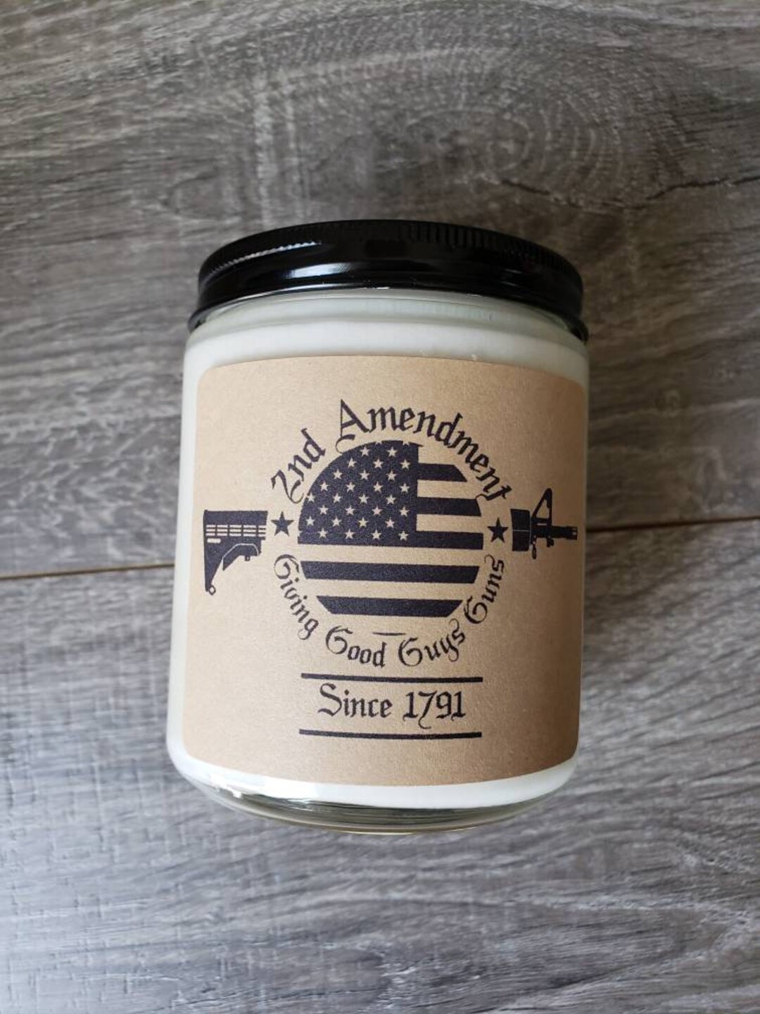 2nd Amendment 8 Oz Soy Candle, Handmade Soy Candle, Candles for Gun