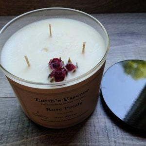 Rose Petals 16 oz 3-Wick Soy Candle, Handmade Soy Candle, Candles for Women, Candle Gift, Housewarming Gift, Highly Scented Candle