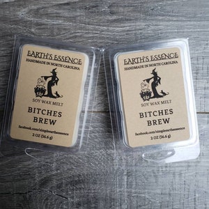 Bitches Brew 2 oz sojavaxsmältor, handgjorda sojavaxsmältor, starkt doftande vaxsmältor, vaxvärmare, vaxvärmare, Halloweendoft, höstdoft