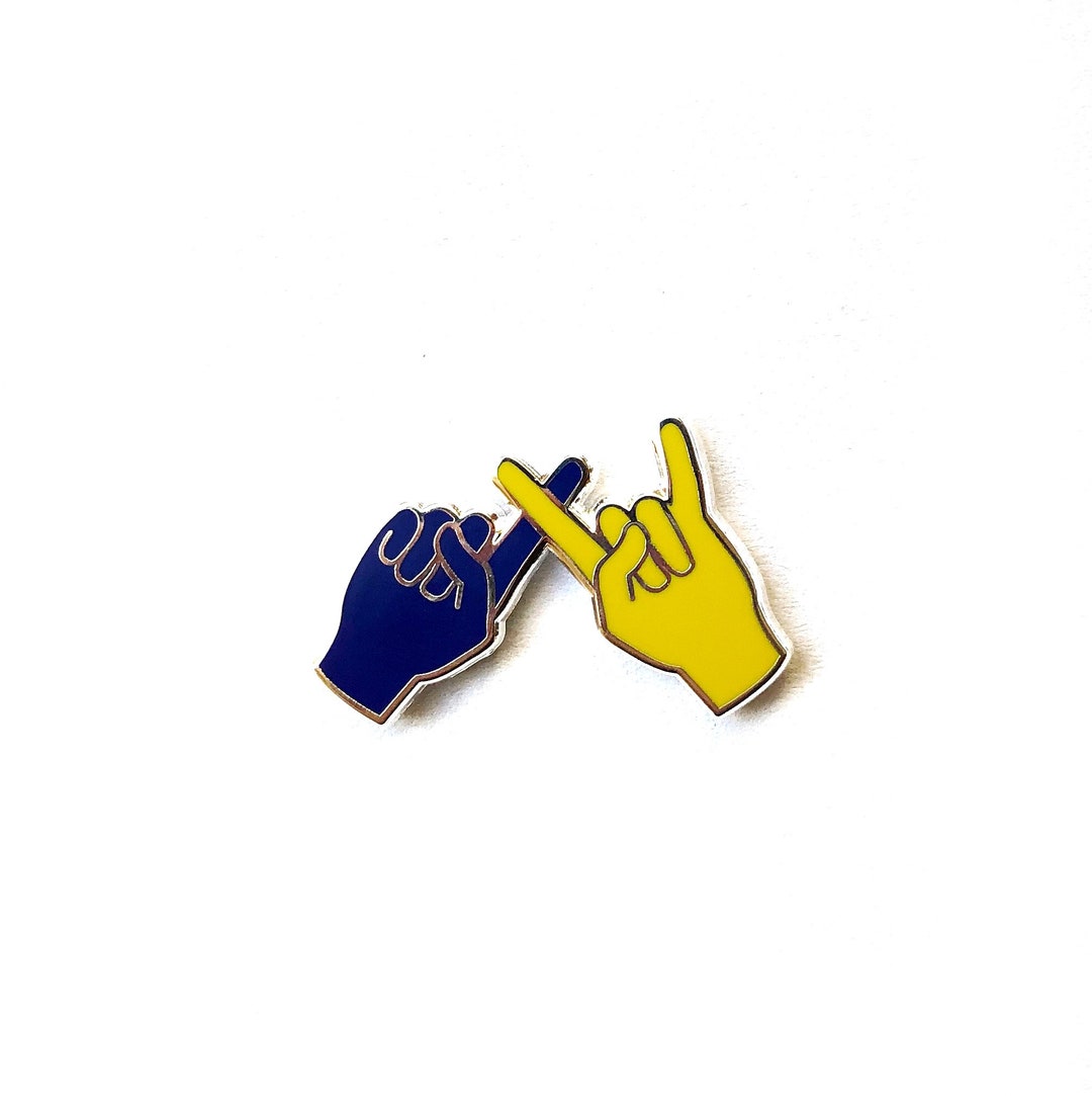 Sorority Hand Sign Enamel Pin -navy Blue and Gold - Etsy