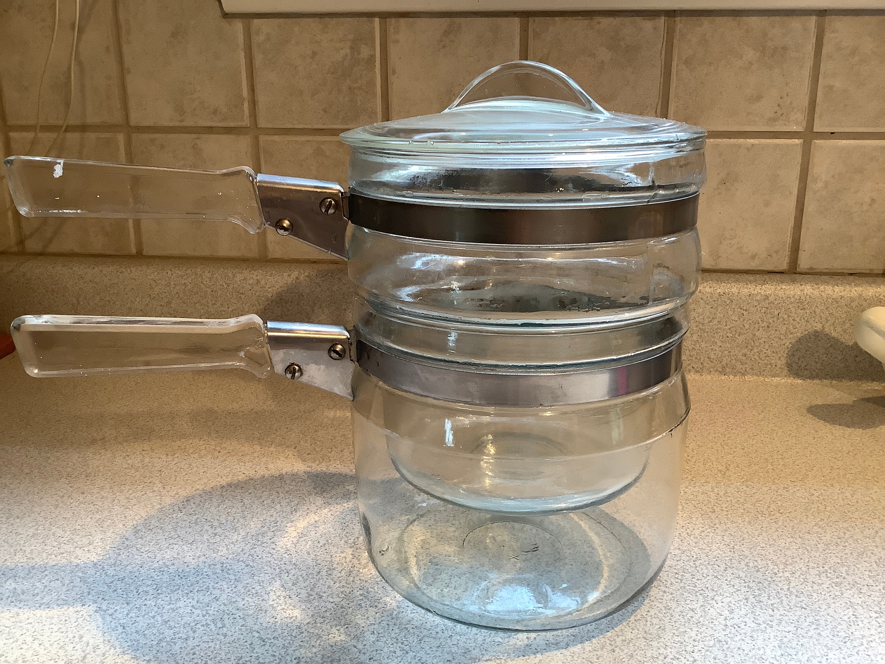 Vintage PYREX Flameware Glass Double Boiler Pot 1.5 Quart Pan