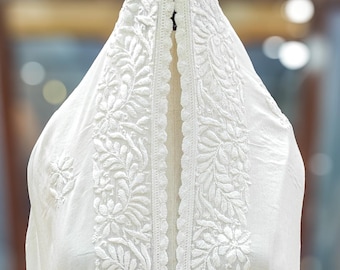 Rhea Mul White Dupatta