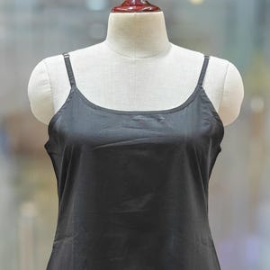 Cotton slip A-line Black