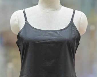 Cotton slip A-line Black
