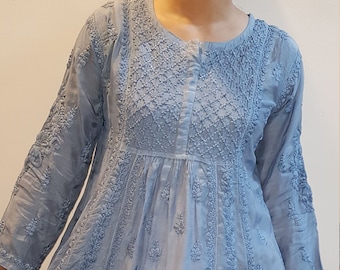 Muslin Silk Fiona Blouse Grey