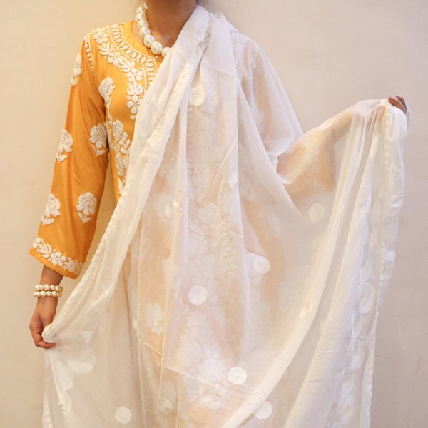 Soft Mulmul White Dupatta