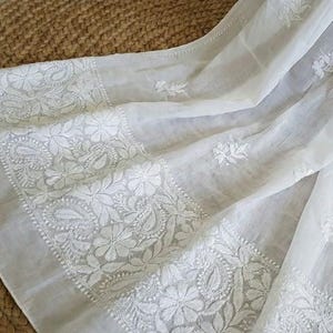 Soft Cotton Mul  Chikankari Dupatta