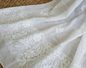 Soft Cotton Mul  Chikankari Dupatta