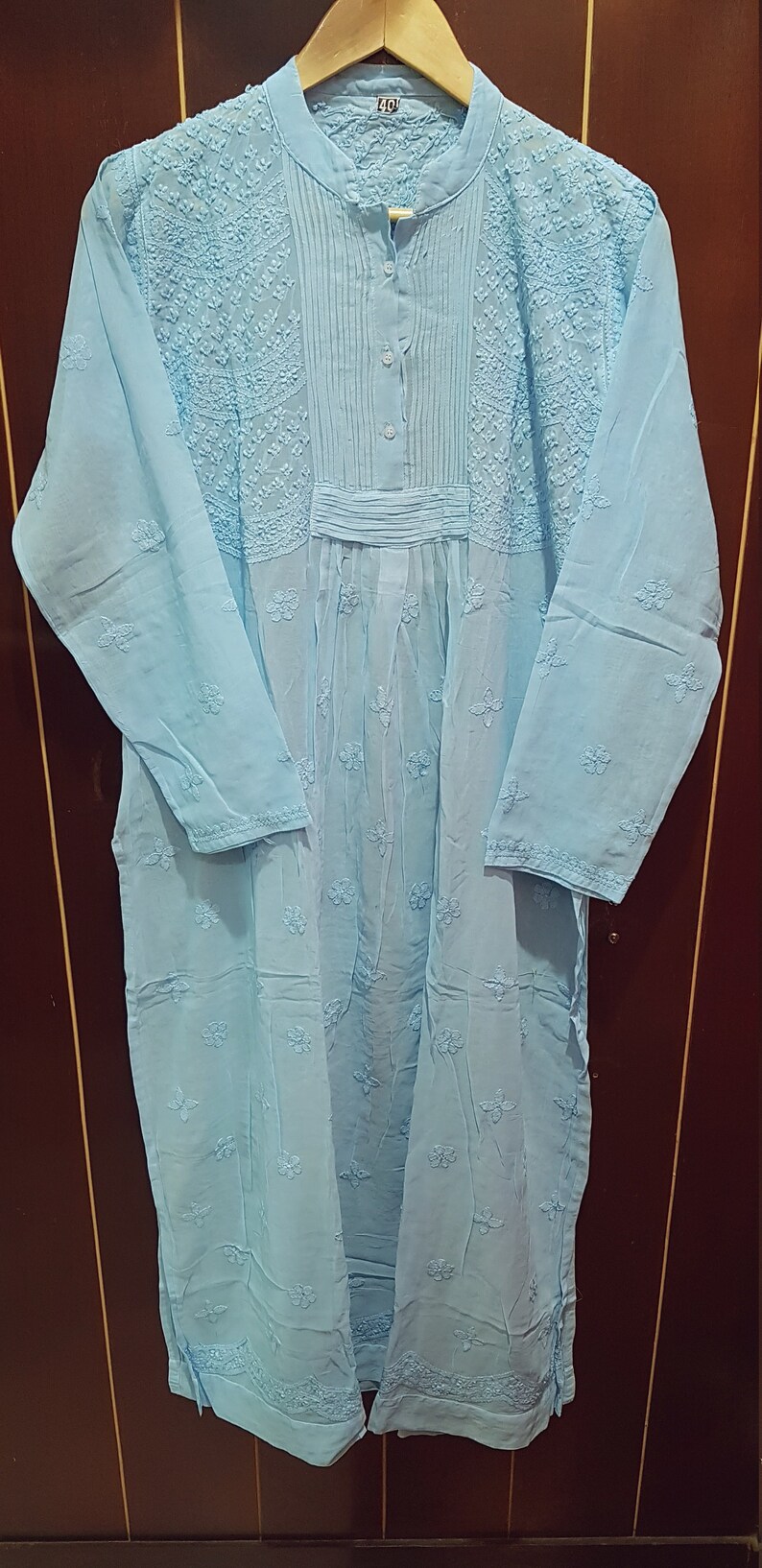 Kilian Kurta in 2x2 Baumwolle Türkis Stoff Embr. | Etsy