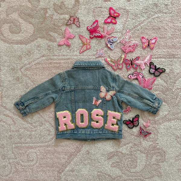 Baby jean jacket, baby denim jacket, baby name jacket, toddler jean jacket with name, toddler name jacket girls jacket, boys jacket