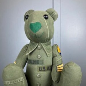 Memory/Keepsake Bear with heart shaped nose, made with loved ones clothes, handmade keepsake bear