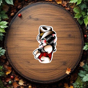 American Traditional American Cowgirl Tattoo Sticker Vinyl Decal Waterproof