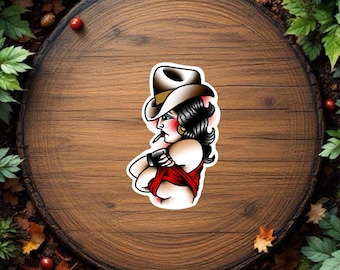 American Traditional American Cowgirl Tattoo Sticker Vinyl Decal Waterproof