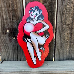 American Traditional Pin Up Handmade Sign Garage Art Tattoo Flash Shop Sign