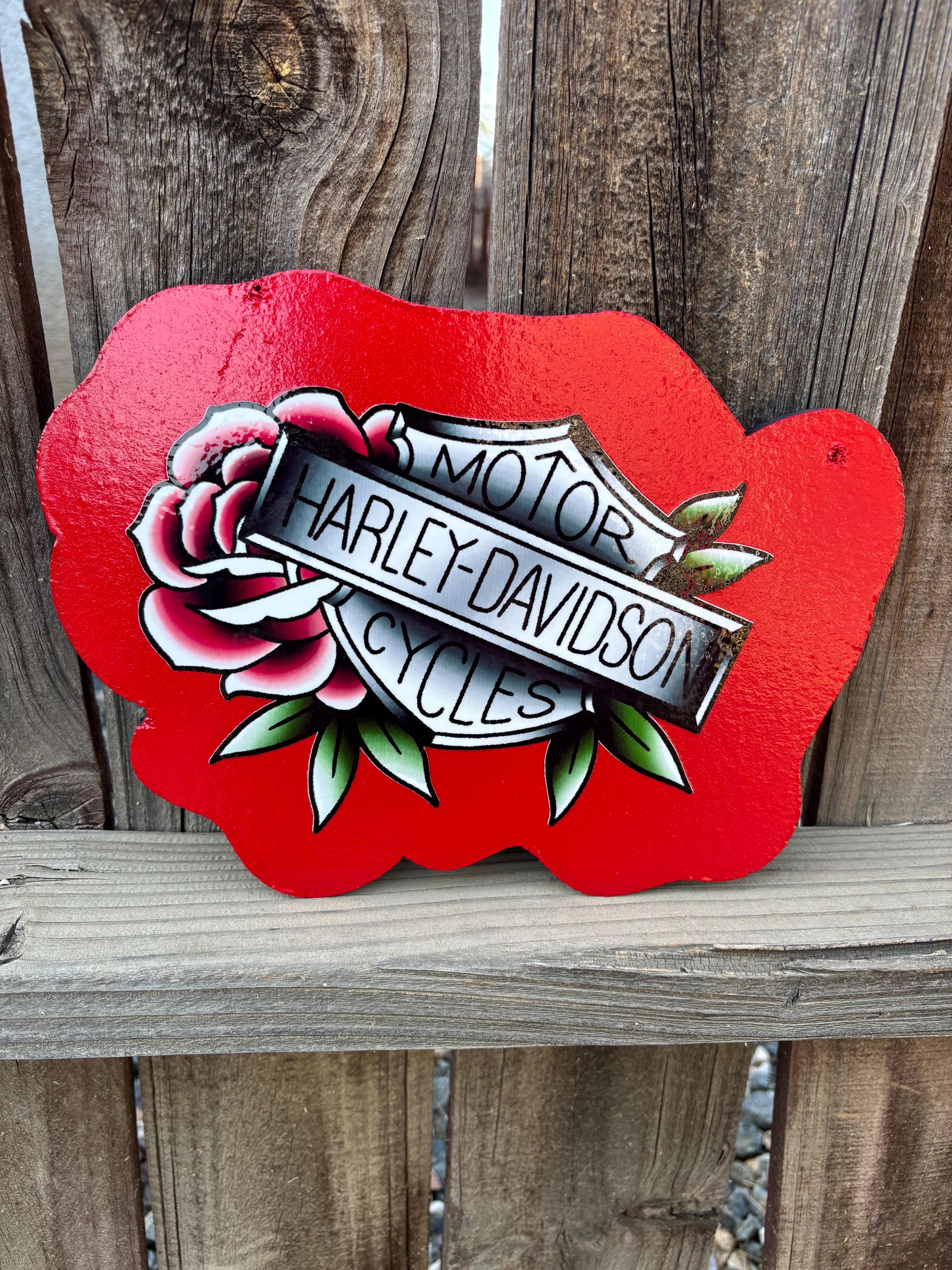 American Traditional Harley Davidson Handmade Sign Garage Art