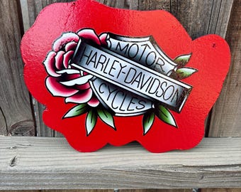Amerikaans traditioneel Harley Davidson handgemaakt bord Garage Art Tattoo Flash Shop bord