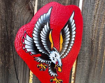 American Traditional Eagle Handmade Sign Garage Art Tattoo Flash Shop Sign