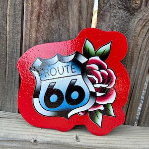 American Traditional Vintage Route 66 Handmade Sign Garage Art Tattoo Flash Shop Sign