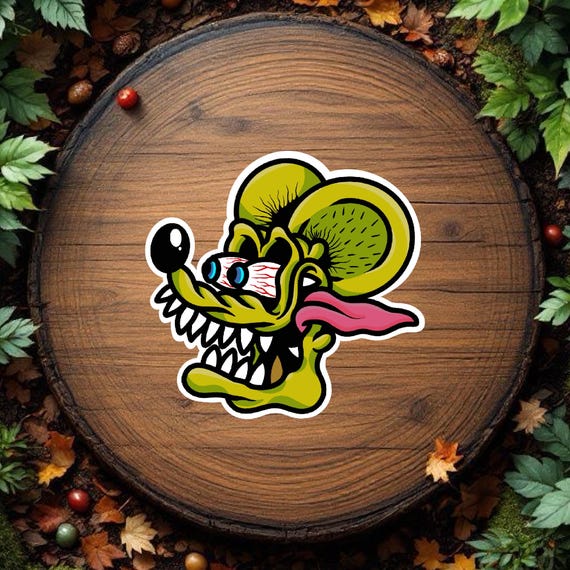 American Traditional Rat Fink Hot Rod Tattoo Sticker Vinyl Decal