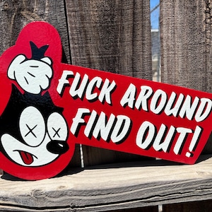 American Traditional F**K Around Find Out Handmade Shop Sign