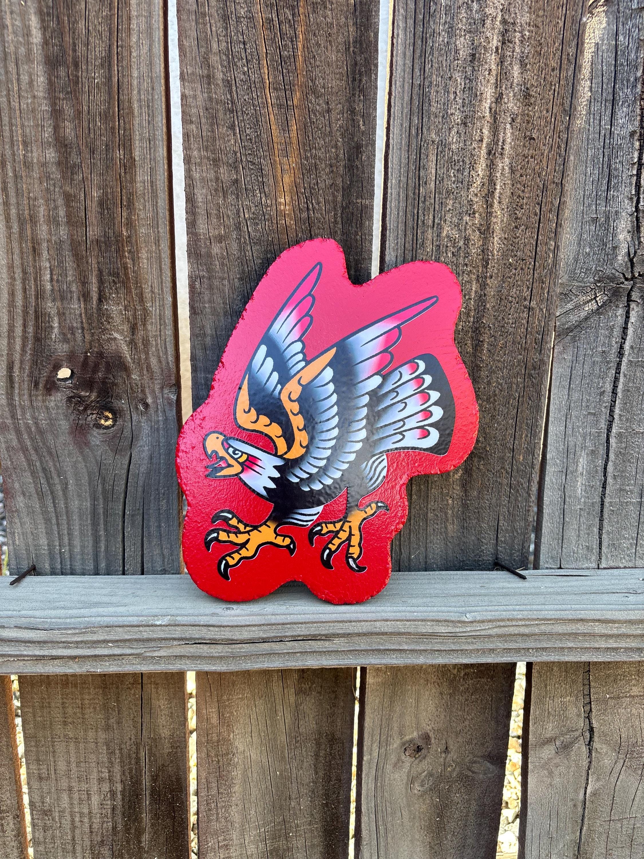 American Traditional Eagle Handmade Sign Garage Art Tattoo Flash