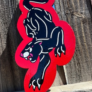 American Traditional Tattoo Flash Panther Sailor Jerry Handmade Shop Sign