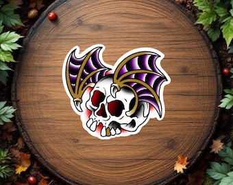 American Traditional Bat Skull Tattoo Sticker Vinyl Decal Waterproof
