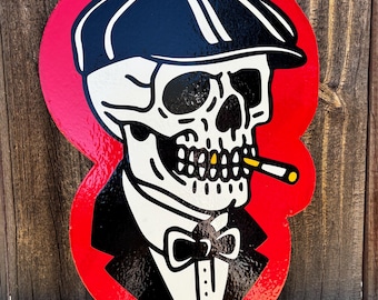 アメリカントラディショナルなスカル紳士ハンドメイドショップサイン