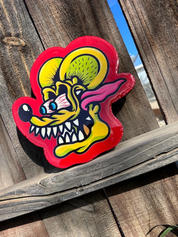 American Traditional Rat Fink Handmade Sign Garage Art Tattoo