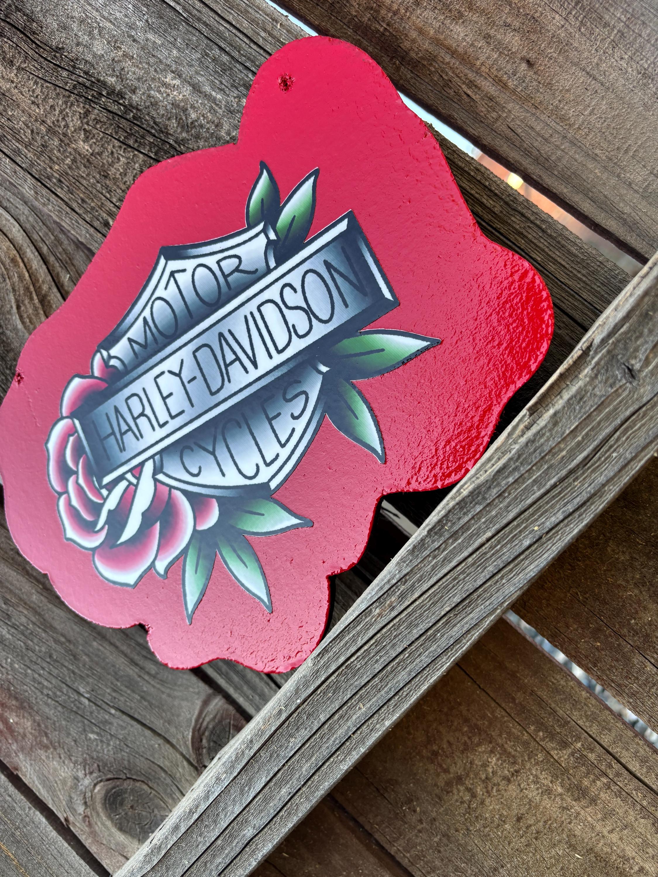 American Traditional Harley Davidson Handmade Sign Garage Art