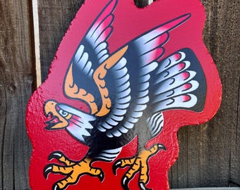 American Traditional Eagle Handmade Sign Garage Art Tattoo Flash Shop Sign