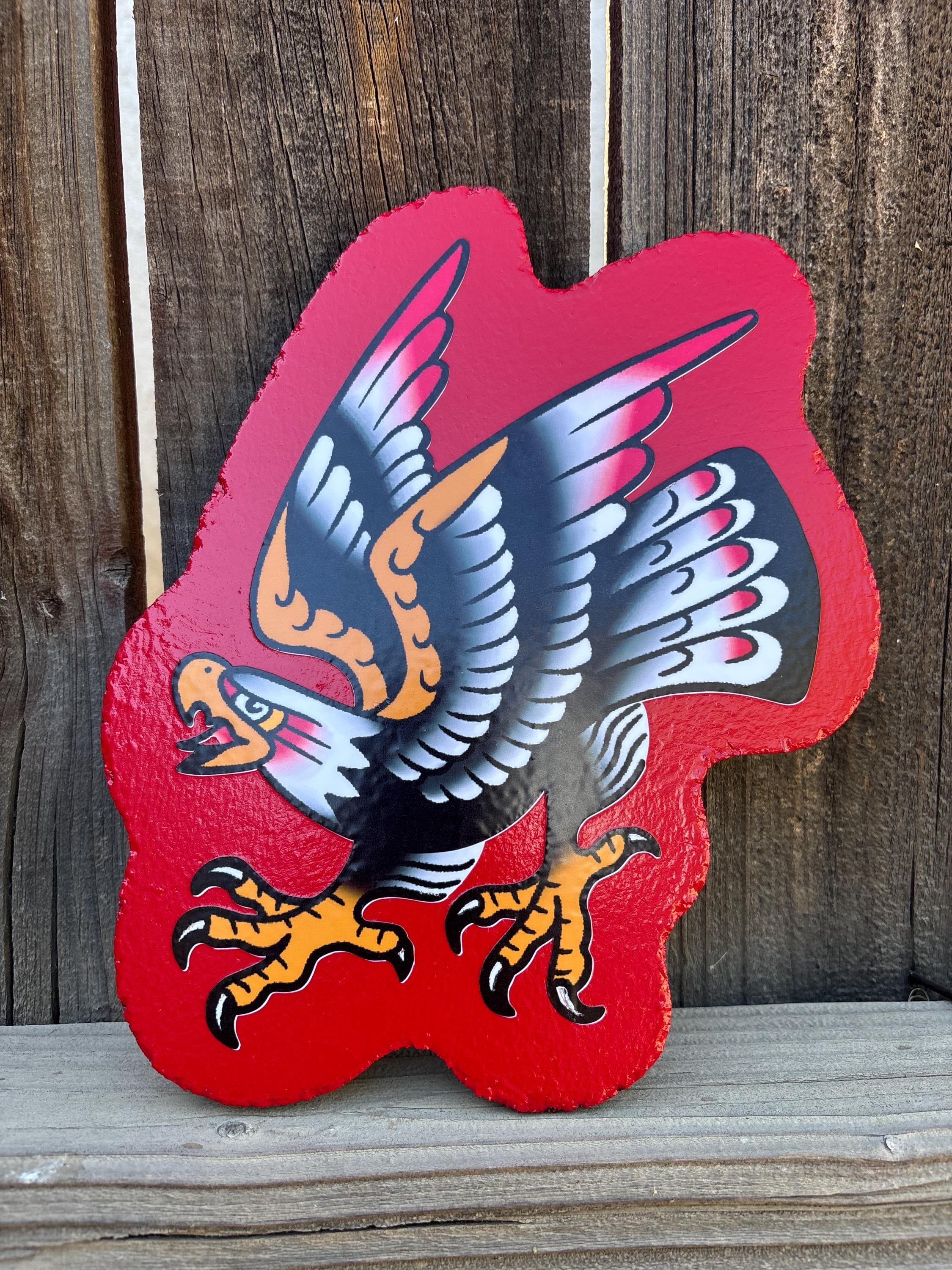 American Traditional Eagle Handmade Sign Garage Art Tattoo Flash