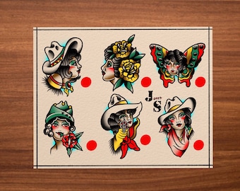 Folha Flash de Tatuagem Tradicional Americana 2