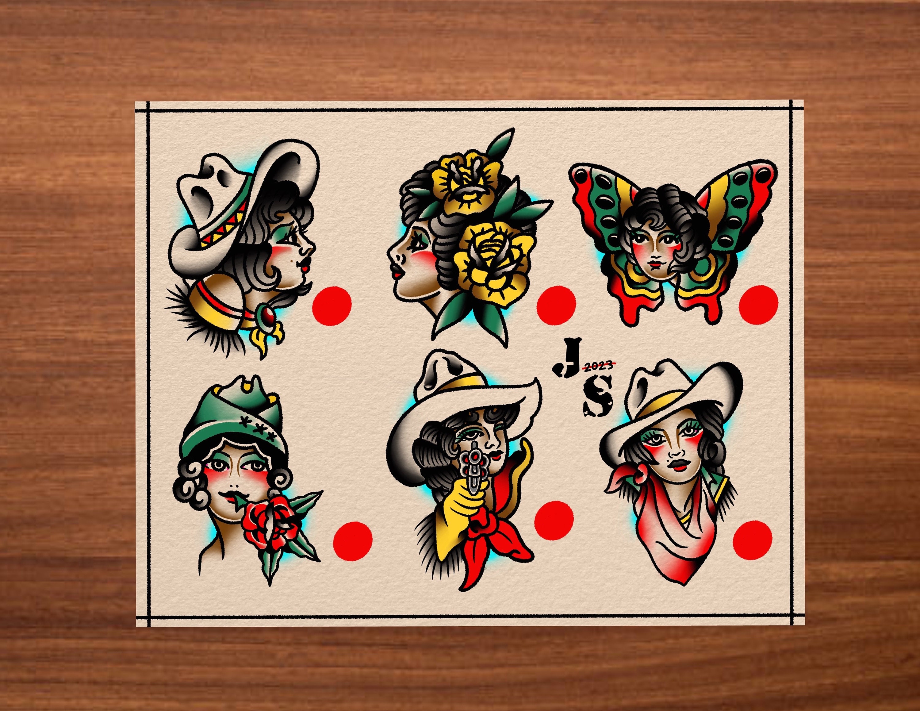 American Traditional Tattoo Flash Sheet 2 - Etsy