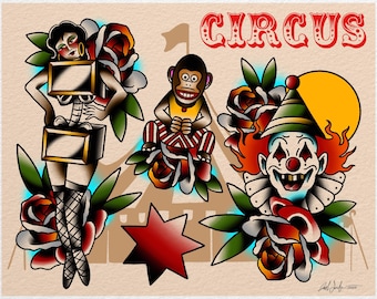 Cirkustatuering Flash-tryck
