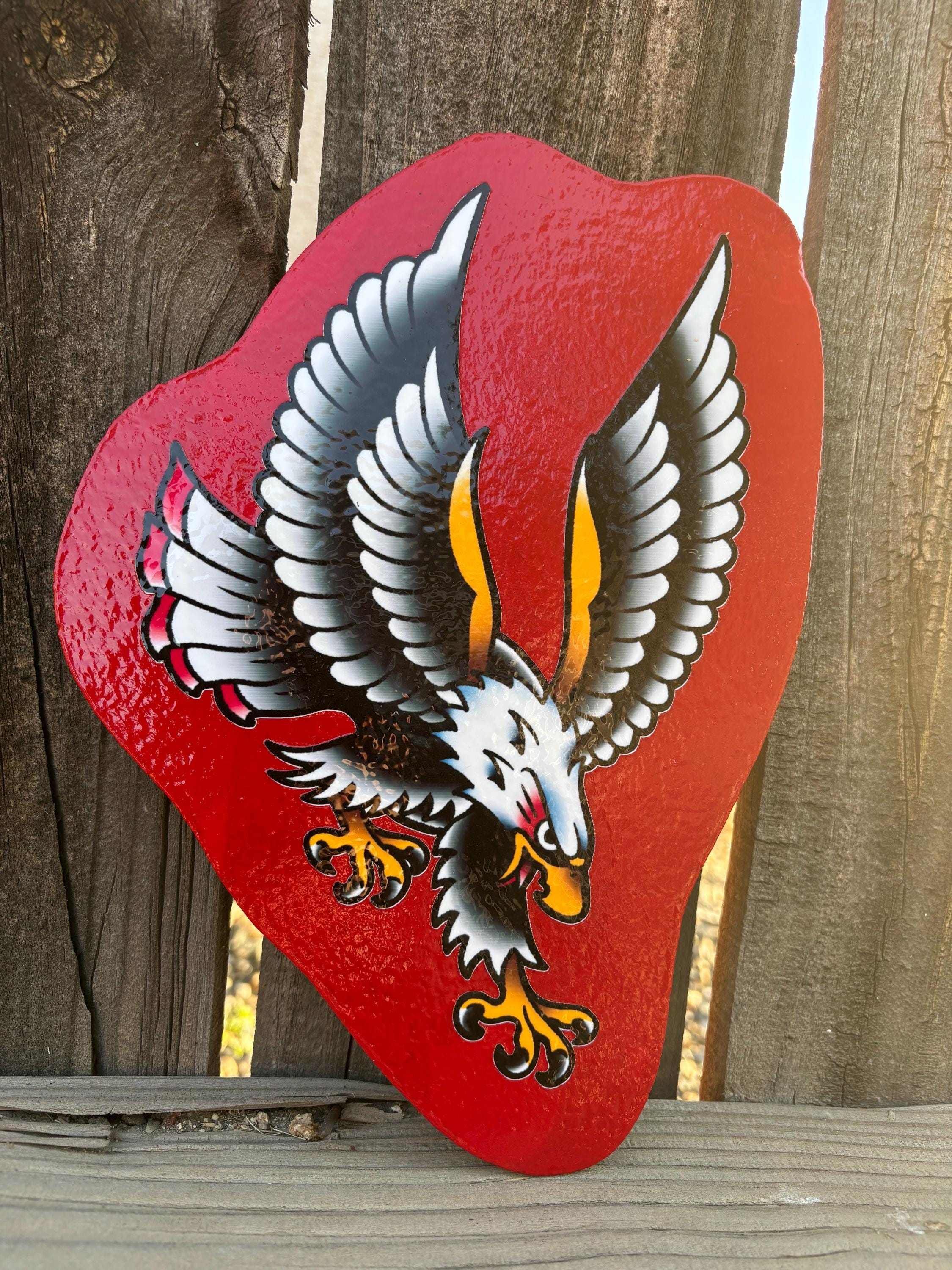 American Traditional Eagle Handmade Sign Garage Art Tattoo Flash