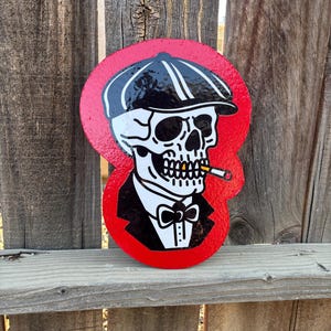 American Traditional Gentleman Skull Handmade Sign Garage Art Tattoo Flash Shop Sign