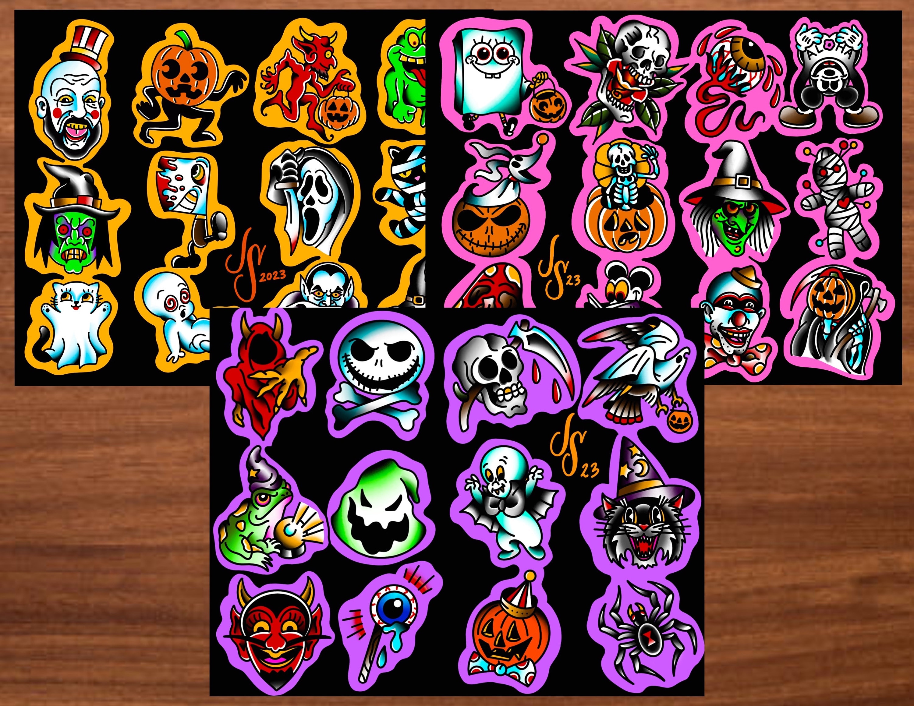 Halloween Tattoo Flash Set of 3
